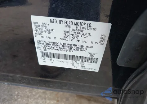 2016 Ford Edge Titanium из США, поврежденный, VIN 2FMPK3K97GBB21828